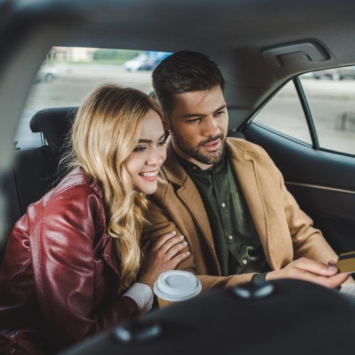 couple in a taxi